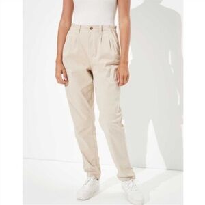American Eagle Mom Trouser pants Khaki Elastic Waist size size 8